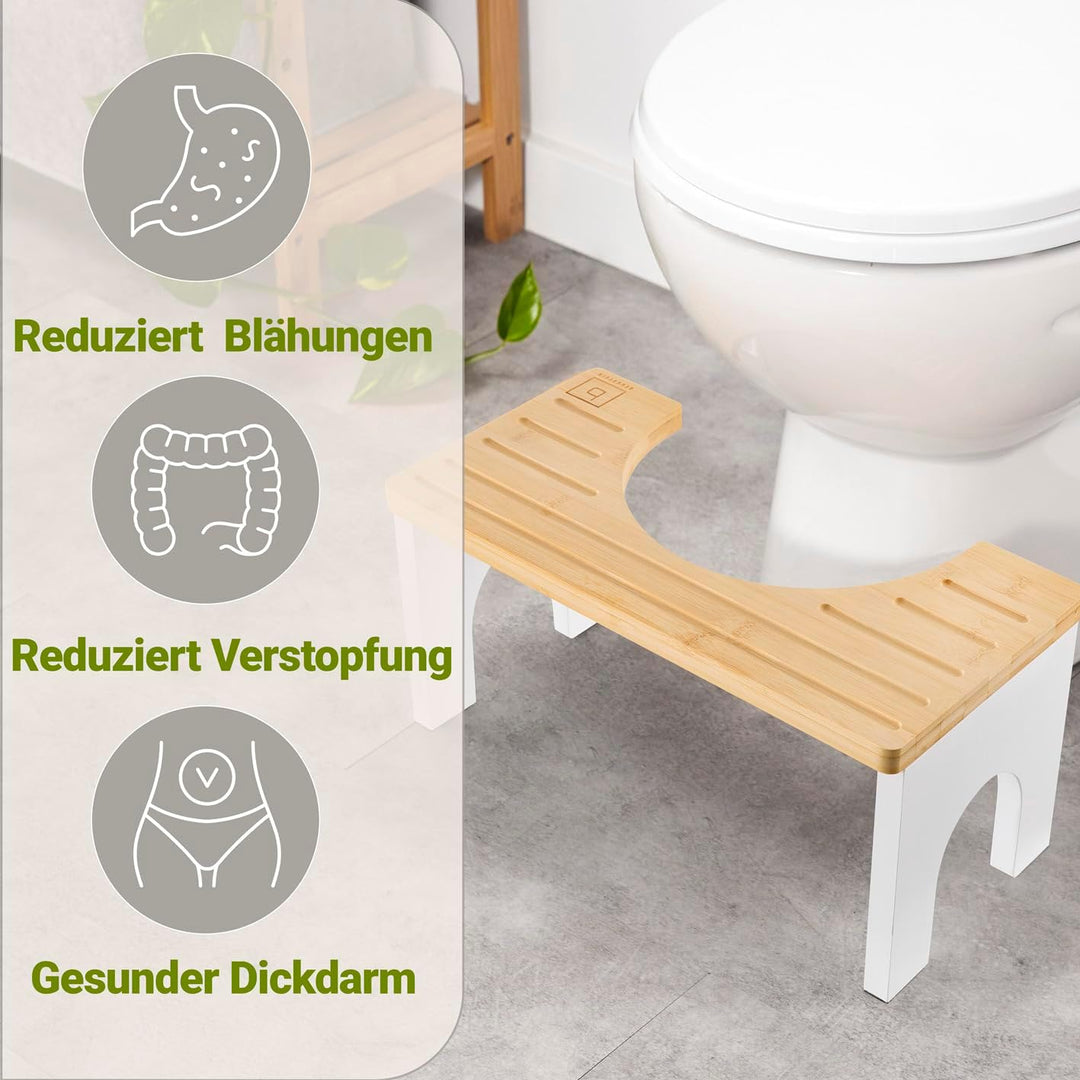 BENKSTEIN Toilettenhocker Erwachsene - Toilettenhocker Holz - Klohocker Toiletten Hocker - WC Hocker