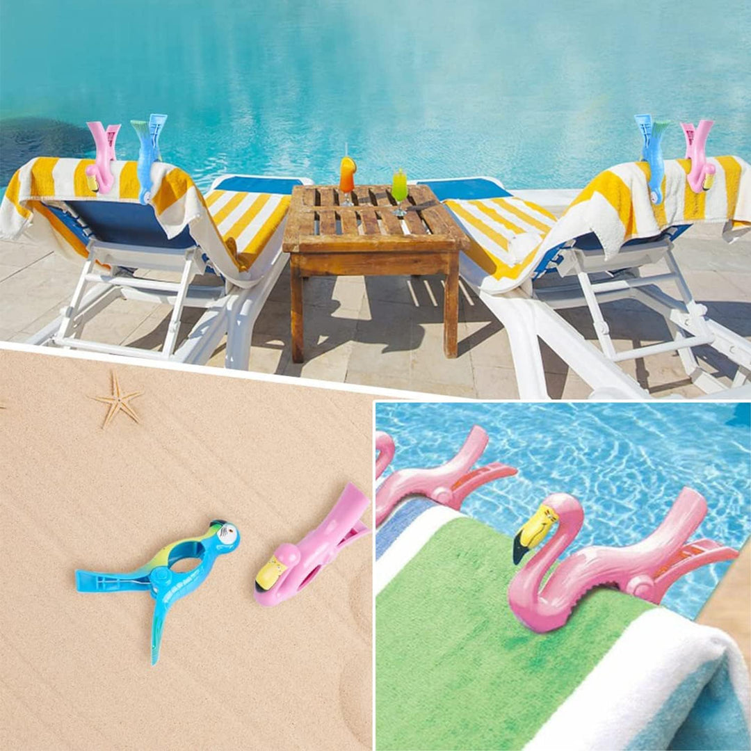 10 Stück Strandtuch-Clips Niedliche Flamingo Badetuch Clips Grosse Wäscheklammern Handtuchklemmen,Pa
