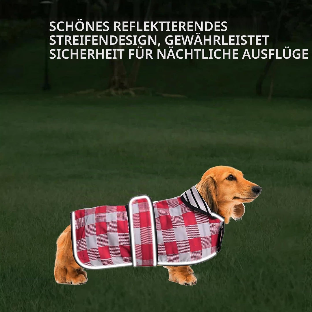 Geyecete Hunde Regenmantel,Einstellbar Wasserdicht Hundejacke für Dackel,Regenmantel mit reflektiere