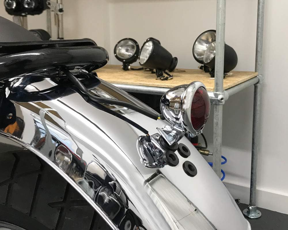 Motorrad LED Stop Rücklicht - Homologated - Chrom mit Rot Gläser für Cafe Racer, Scrambler, Massgefe
