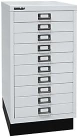 BISLEY MultiDrawer, 29er Serie mit Sockel, DIN A3, 10 Schubladen, Metall, 645 Lichtgrau, 43.2 x 34.9