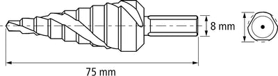 PFERD HSS Stufenbohrer | 9 Stufen Ø 4-20 mm, 3-Flächenschaft-ø 8 mm | 25201037 – zum gratfreien Bohr