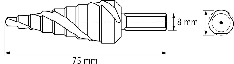 PFERD HSS Stufenbohrer | 9 Stufen Ø 4-20 mm, 3-Flächenschaft-ø 8 mm | 25201037 – zum gratfreien Bohr