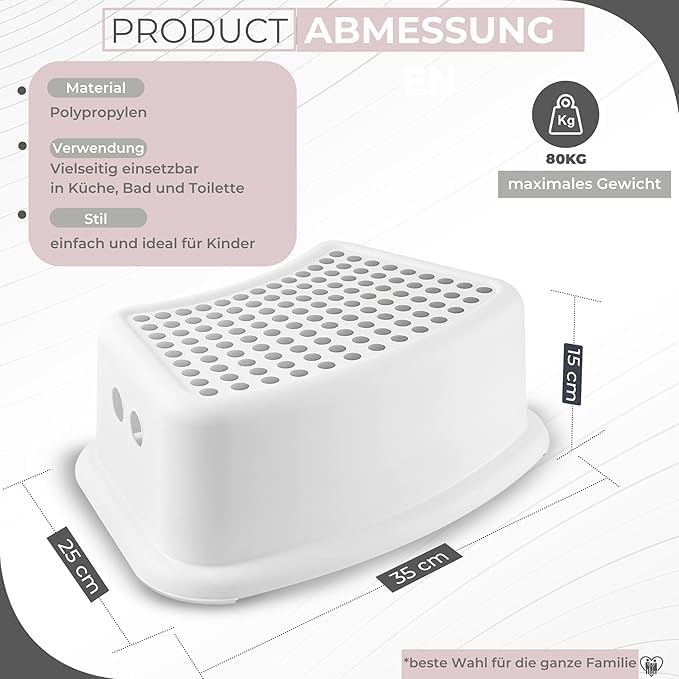 BUDDLEY PP Step Stool Weiss-Grau (2er Set) – Tritthocker Kinder, Toilette Kinder, Tritthocker Toilet