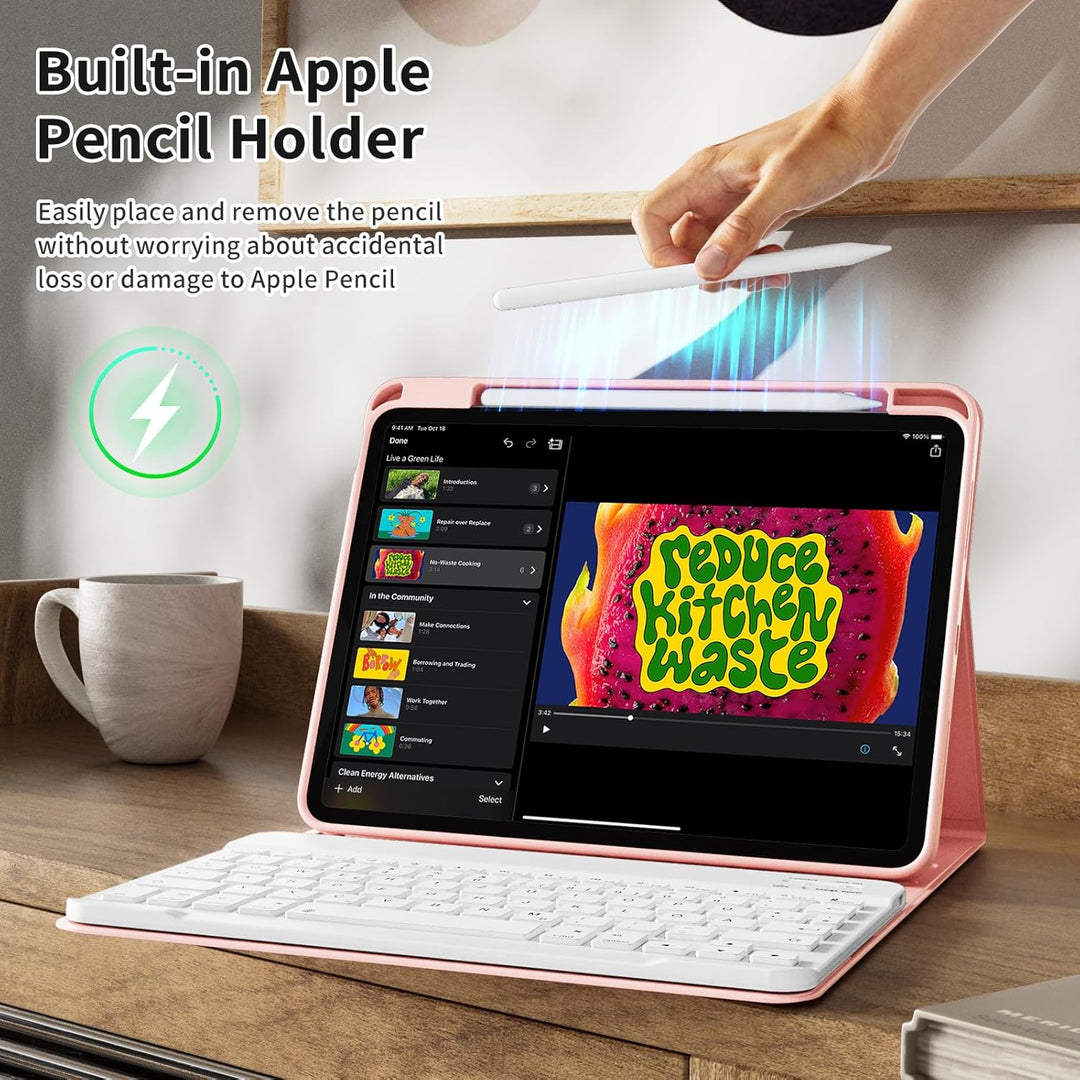 Hülle mit Tastatur für iPad (A16) 11 Zoll 2025/10. Generation 10.9 Zoll 2022, Deutsch QWERTZ Layout
