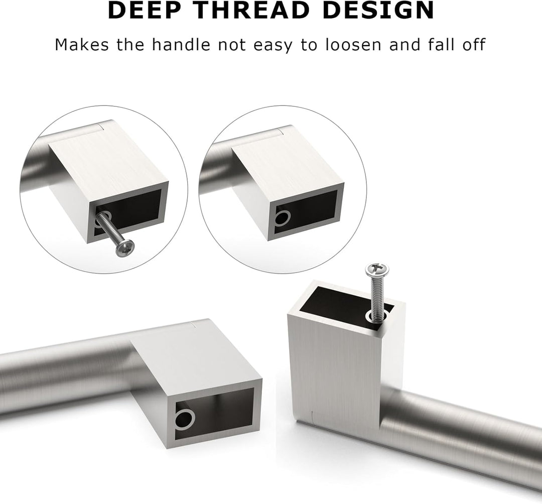 9BUILD 10 Stück Schrankgriffe Gebürsteter Nickel Lochabstand 128mm Griffe für Küchenschränke Edelsta