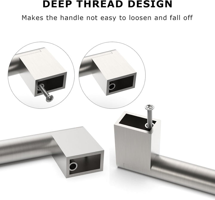 9BUILD 10 Stück Schrankgriffe Gebürsteter Nickel Lochabstand 128mm Griffe für Küchenschränke Edelsta