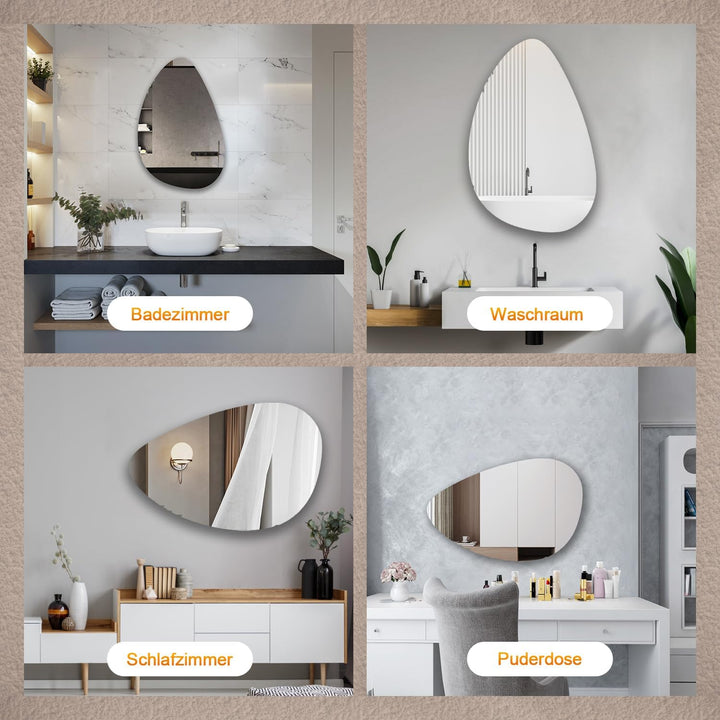 Boromal Spiegel Asymmetrischer 65x90cm Organischer Asymmetrischer Spiegel Badspiegel Asymmetrischer