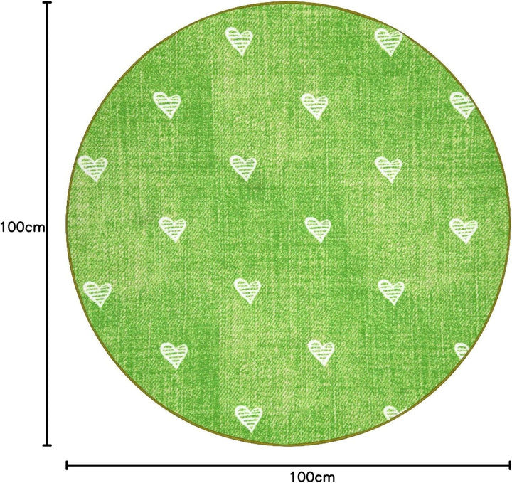 rugsx Teppich für Kinder Hearts Jeans, Vintage Herzen - grün Kreis 100 cm HEARTS grün kreis 100 cm,
