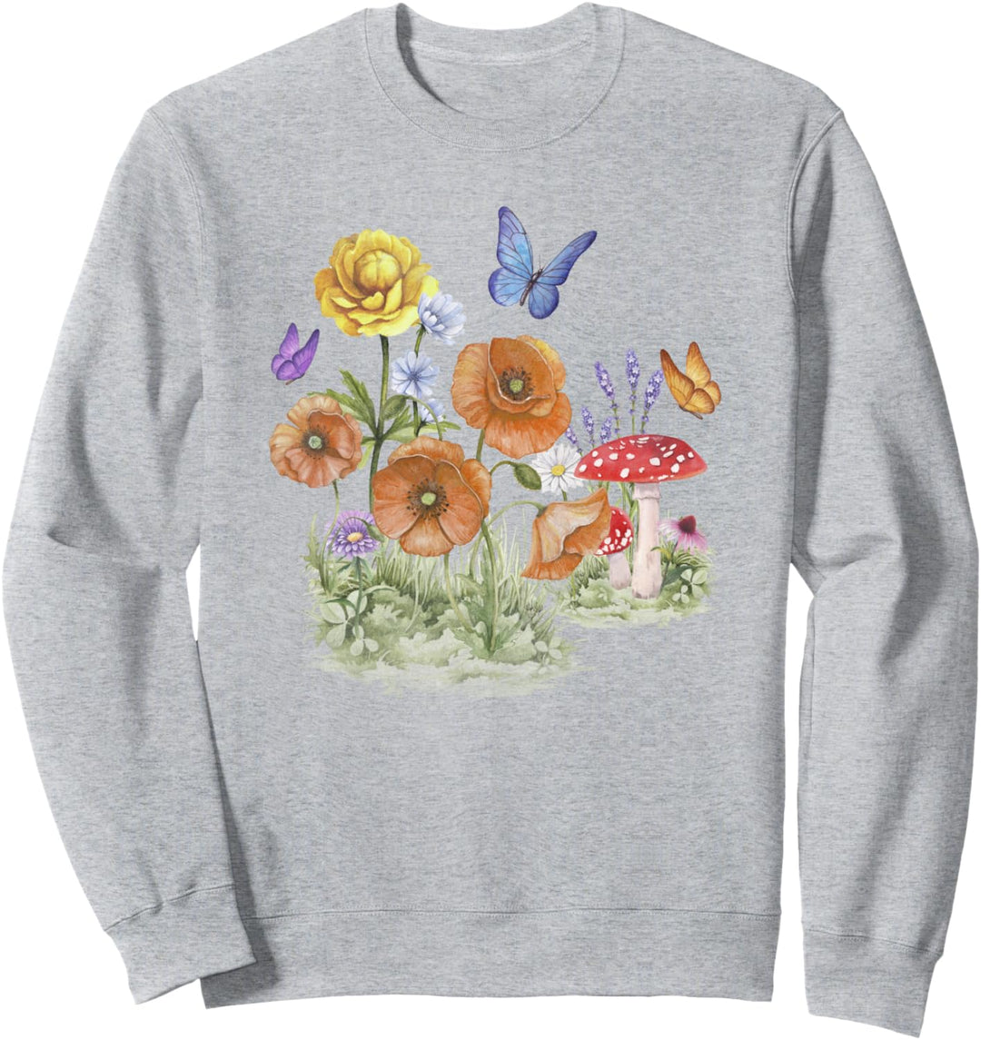 Butterflies, Flowers, Mushrooms Sweatshirt