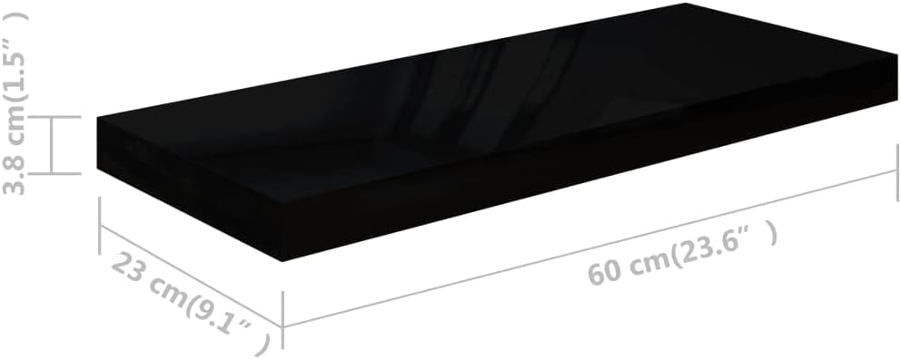 FIRBNUS Floating Wall Shelf 60x23,5x3,8 cm Hängeregal Regale Wandregale Regalboden Regal Hochglanz S