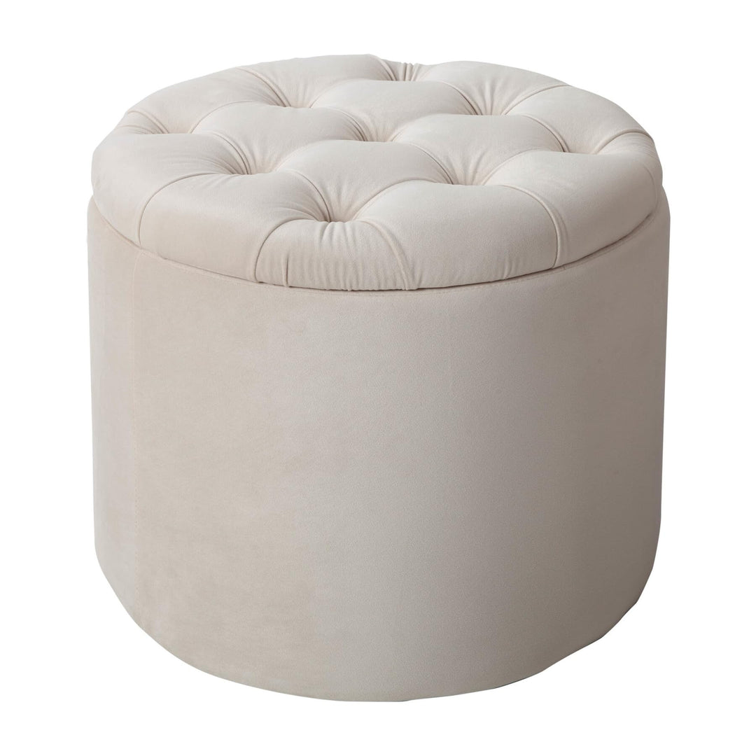 Riess Ambiente Eleganter Hocker MODERN BAROCK 50cm beige Samt Samt Couchtisch Tisch Aufbewahrungskor