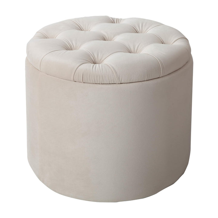 Riess Ambiente Eleganter Hocker MODERN BAROCK 50cm beige Samt Samt Couchtisch Tisch Aufbewahrungskor