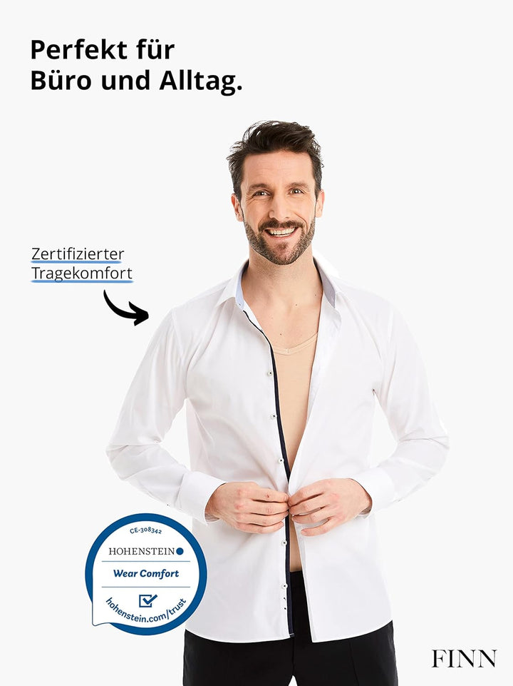 FINN Herren Funktions-Unterhemd mit V-Ausschnitt - Anti-Schweiss Shirt mit Einsätzen gegen Schweissf