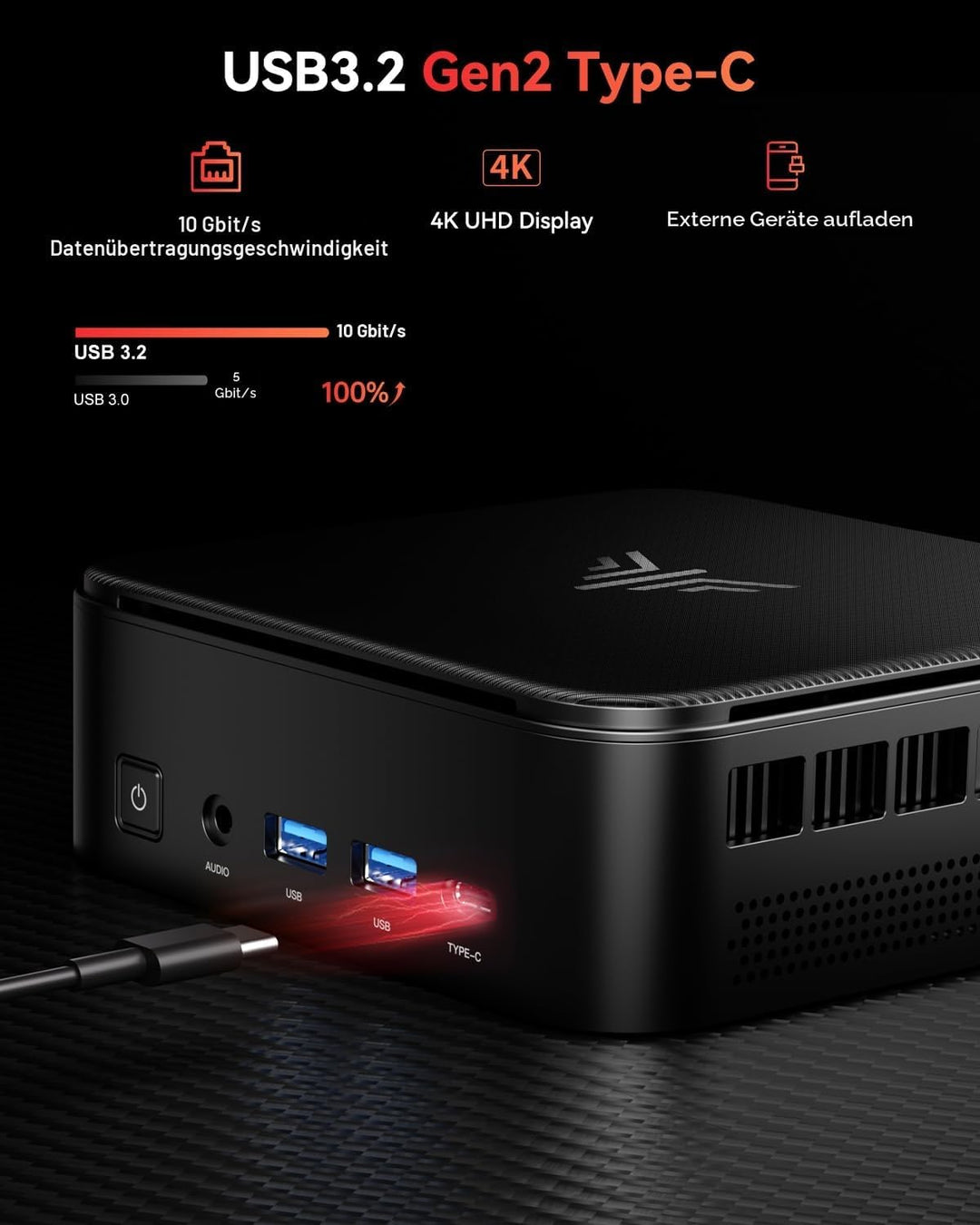NiPoGi E3B Mini PC АMD Ryzen 5 7430U(Bis zu 4,3GHz) 32GB(2 * 16GB) DDR4 1TB M.2 SSD, Mini Computer m