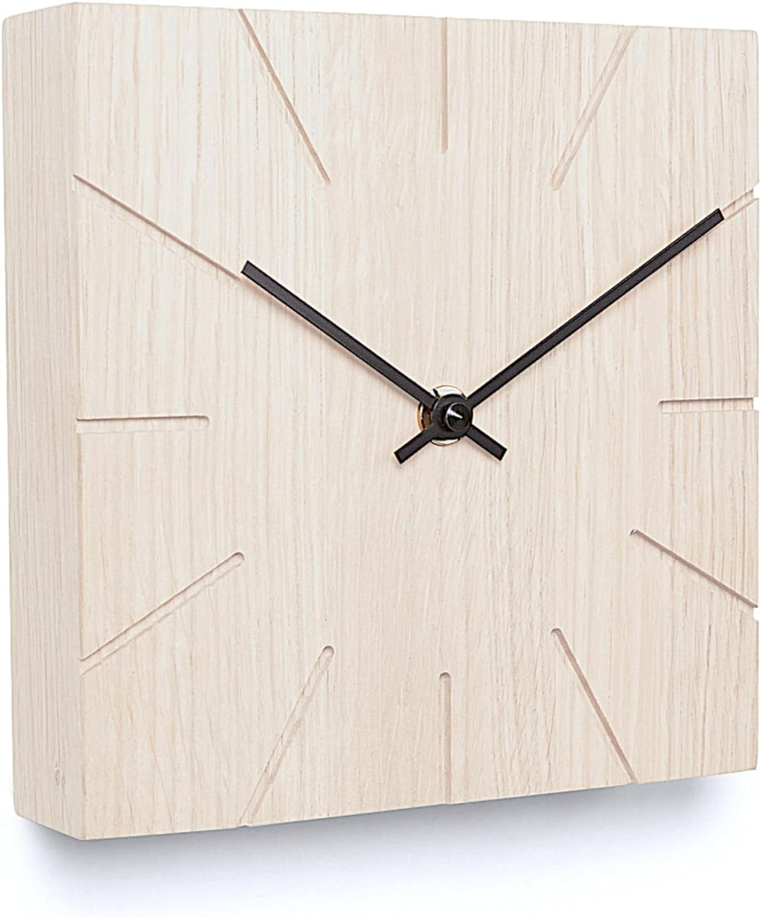 Natuhr Funkuhr Wanduhr Tischuhr Eiche Holz - Beam - geräuscharm Massivholz Design 17 x 17 cm (Eiche