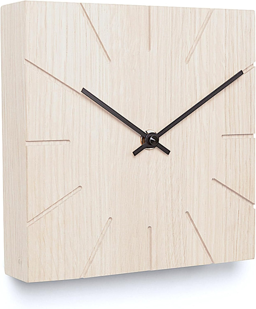 Natuhr Holzuhr Wanduhr Tischuhr Eiche Holz - Beam - geräuscharm Massivholz Design 17 x 17 cm (Eiche