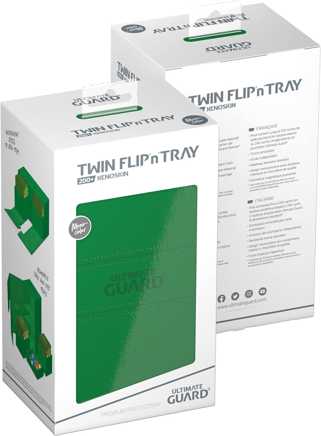 Ultimate Guard Twin Flip`n`Tray 200+ XenoSkin Monocolor Grün, Grün
