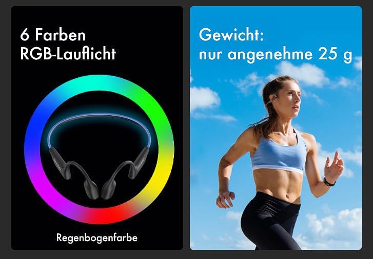 auvisio wasserdichte Knochenschall-Kopfhörer, BT 5.3, 32 GB MP3-Player, IP68