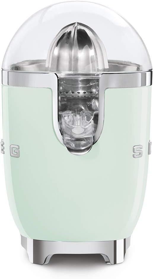 Smeg, Elektrische Zitruspresse CJF01PGEU, manuelle Druckpresse, tropfsicherer Auslauf und Universalk