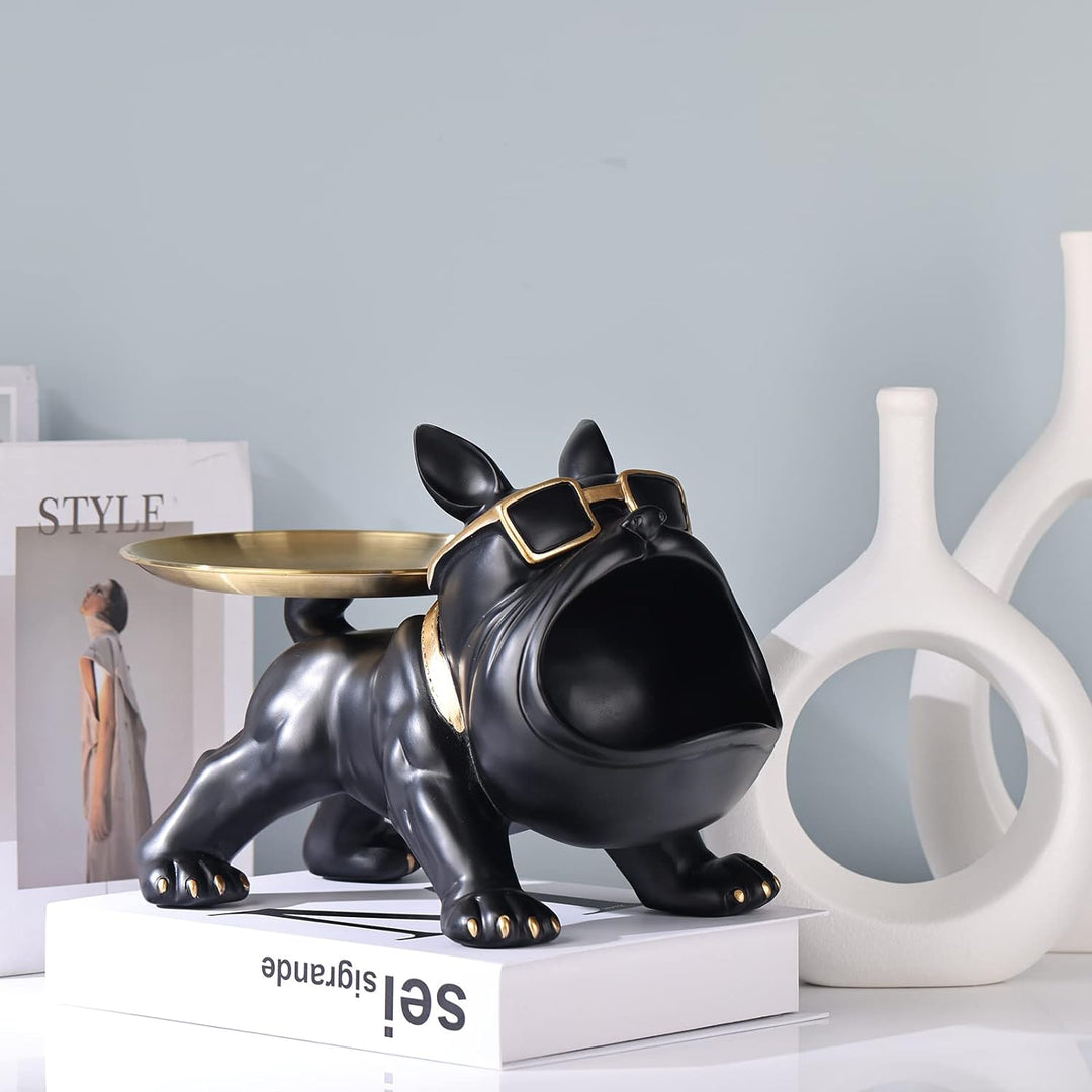 Französische Bulldogge,Moderne Dekoration aus Kunstharz,Bulldoggen-Tablett,Schlüsselhalter,Süssigkei