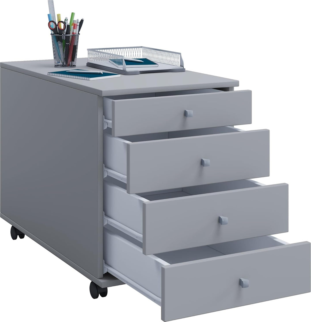 VCM Rollcontainer Beistellcontainer Bürocontainer Rollen rollbar Schublade Lona 75, Grau, Grau
