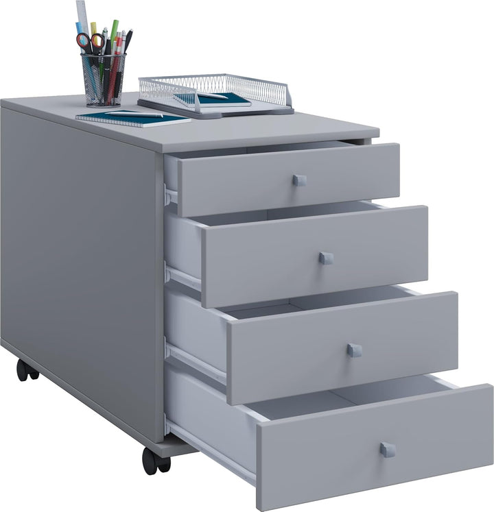 VCM Rollcontainer Beistellcontainer Bürocontainer Rollen rollbar Schublade Lona 75, Grau, Grau