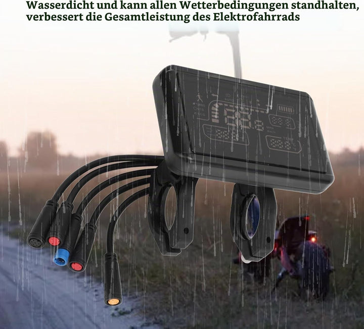 Fahrradcomputer, T4 Elektrofahrrad LCD Display mit 5 Wasserdichten Steckern, Fahrrad Tachometer, Fah