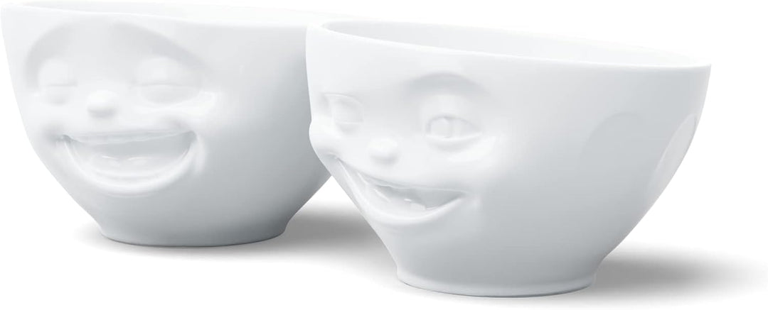 FIFTYEIGHT PRODUCTS / Schälchen-2er Set „Lachend & Zwinkernd“ (Porzellan, 200ml, Weiss, Made in Germ