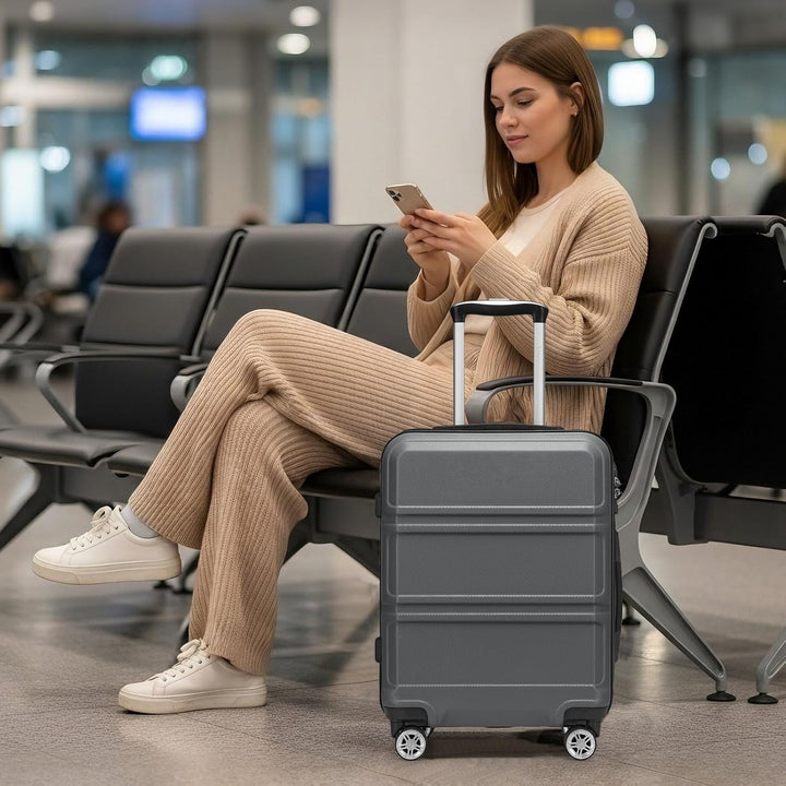 KONO Handgepäck Koffer ABS+PC Hartschalenkoffer, Kabinenkoffer 52x38x21 cm für Lufthansa & Eurowings
