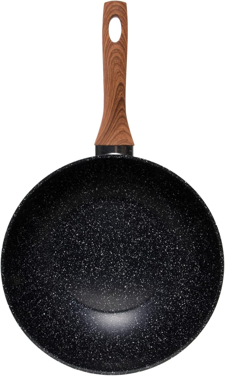 Wenco Wok-Pfanne, Ø 28 cm, Induktionsgeeignet, Aluminium mit PFOA-freier Antihaftbeschichtung, Schwa
