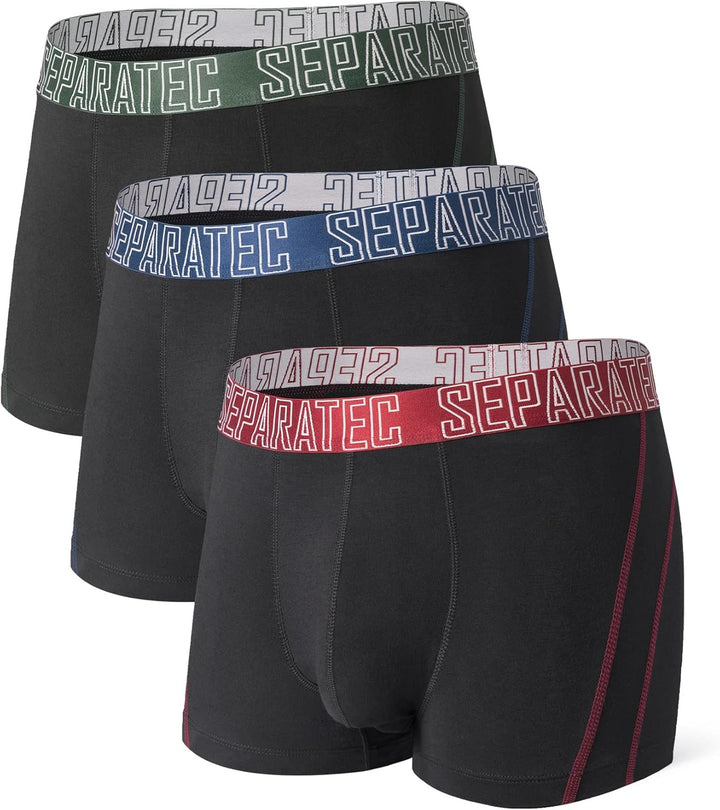 Separatec Herren Boxershorts Glattes Bambus Rayon mit getrennten Beuteln Unterwäsche 3er Pack Boxers