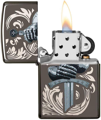 Zippo 49127 Unisex-Erwachsene Knights Glove Design Black IcePocketLighterFeuerzeug,Einheitsgrösse, B