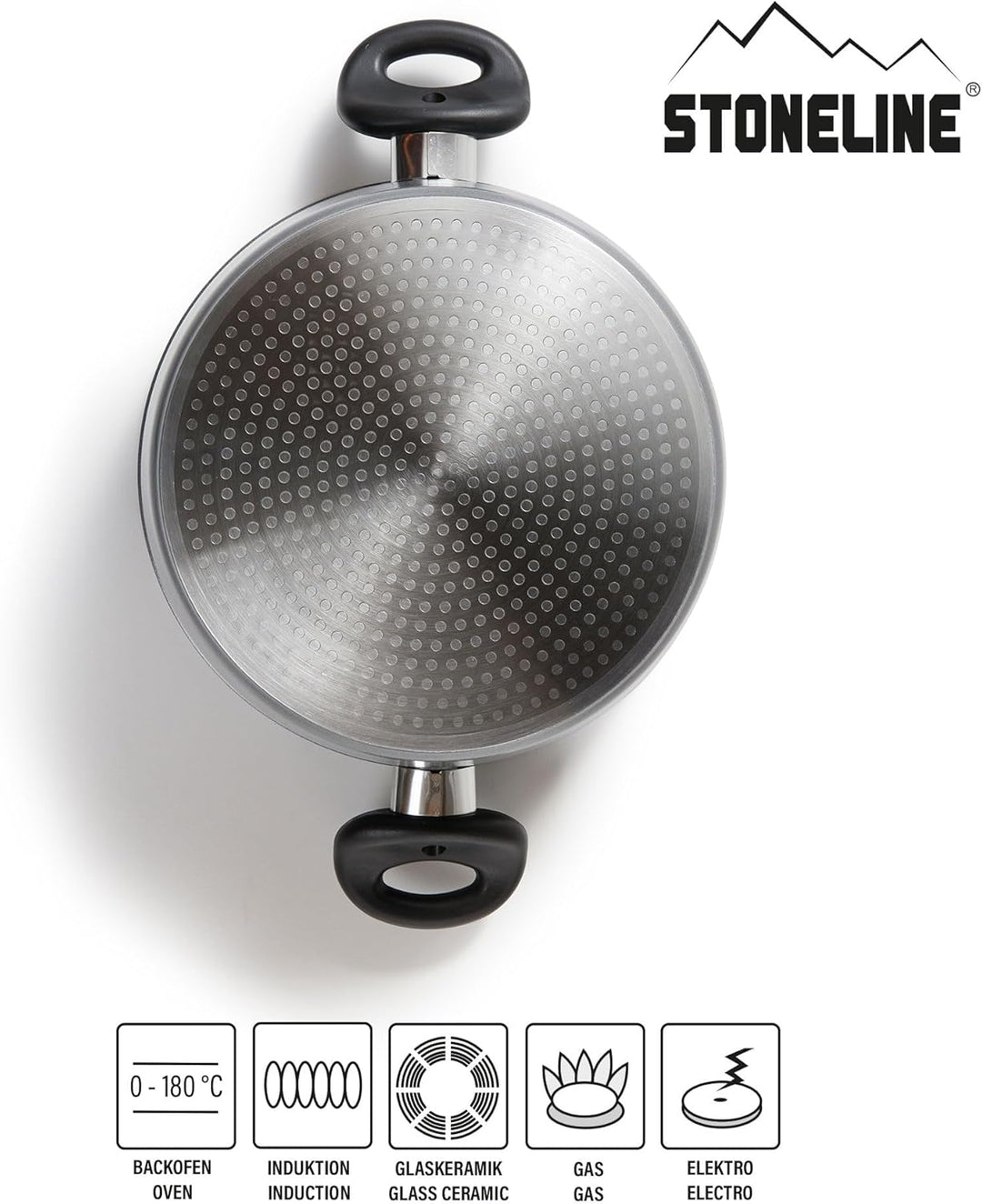 Stoneline XXL Kochtopf 28 cm, mit Deckel, Induktion, Aluguss, beschichtet mit echten Steinpartikeln,