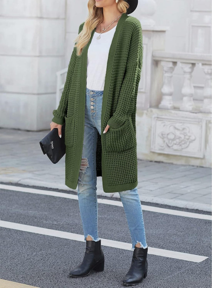 Maavoki Damen Lang Strickjacke Oversize Langarm Sweater Cardigan Casual Strickmantel Herbst Outerwea