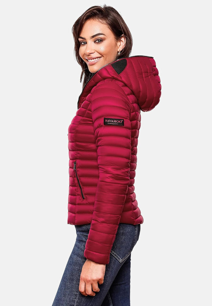 Navahoo Damen Damen leichte Übergangsjacke Steppjacke mit Kapuze Kimuk XS-XXL XS Fuchsia, S