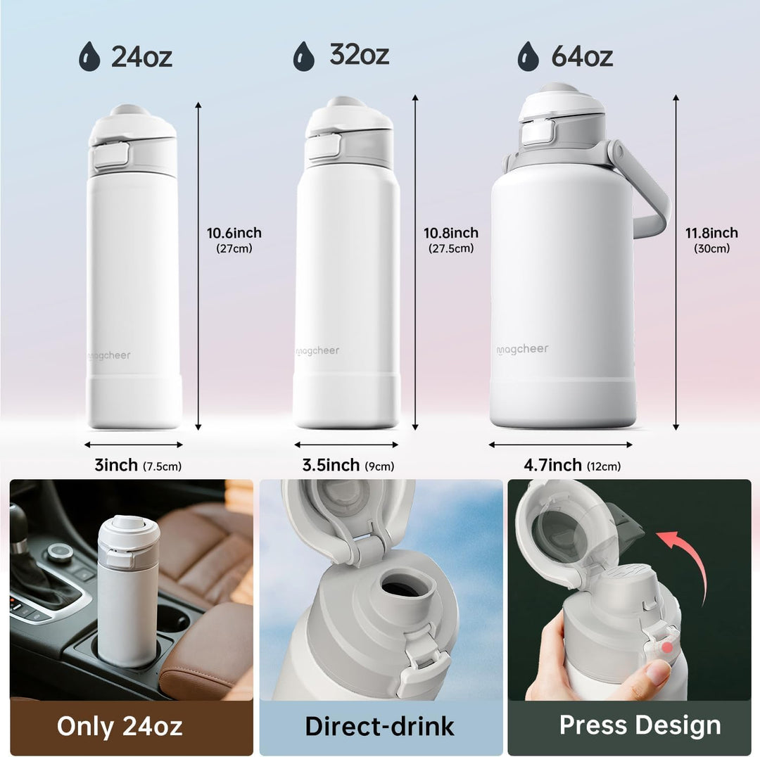 Magcheer Trinkflasche mit Handyhalterung 750ml Magnetische Wasserflasche 360° Verstellbar Flasche Ma