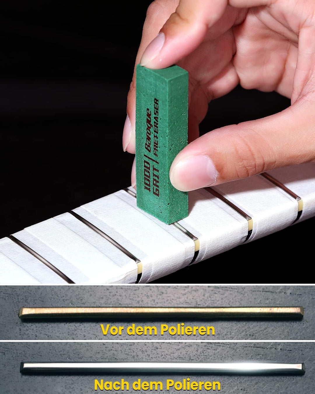 Gitarren Bundradierer Set, Bundfeile für Gitarre, Schleifgummi Gotarre, Gitarre Bund Polieren, Gitar