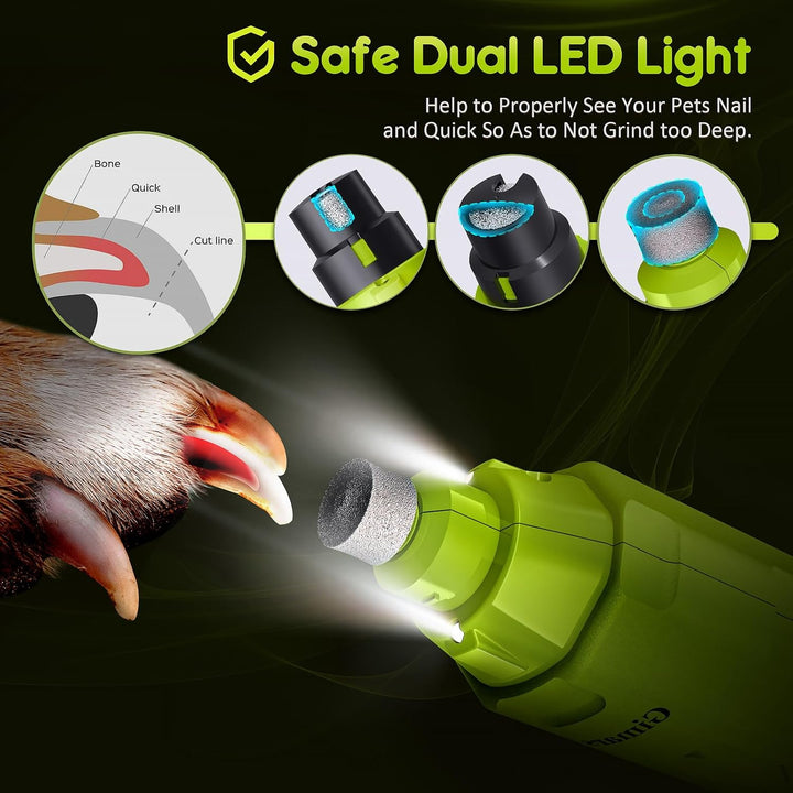 Gimars Krallenschleifer für Hunde 6-Gang Mit 2 LED-Licht, Superleise, 12000RPM Verstellbare Hunde Kr