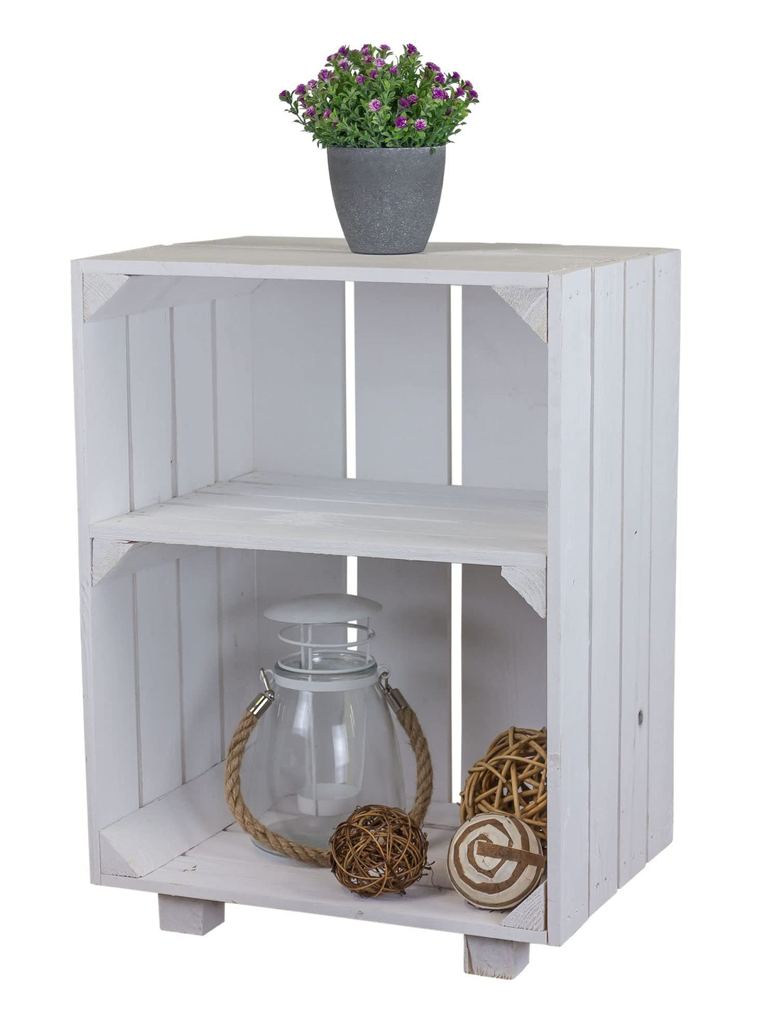 Kistenkolli Altes Land Nachttisch Abstetlltisch weiss/Natur/geflammt Masse ca 30x40x55cm Regalkiste