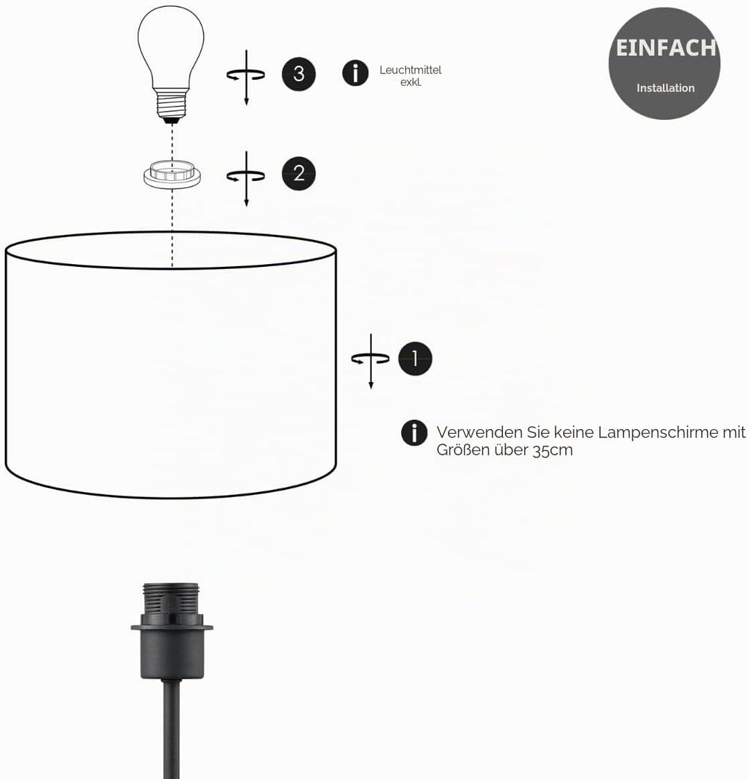 Home Sweet Home E27-Tischlampensockel | Moderne Nachttischlampe in Schwarz | Kann mit Lampenschirm k