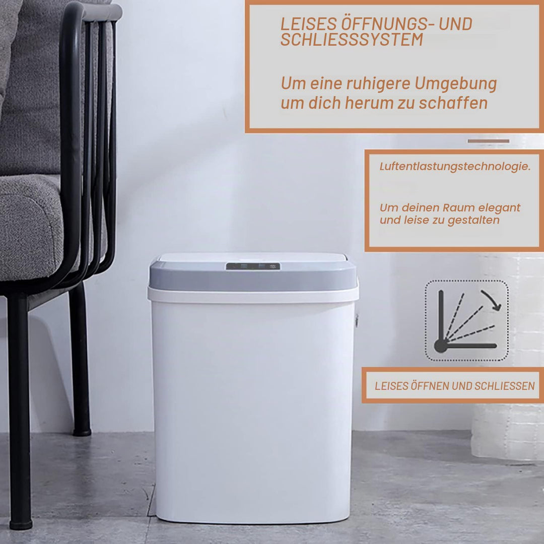 S.I.C Mülleimer mit Sensor,Automatischer Mülleimer,mit Smart Öffnungs-Sensor und Geräuschloser Versc
