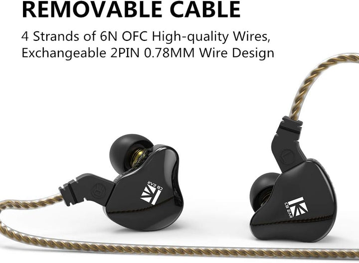 Yinyoo KBEAR KS2 In Ear Monitor,Stereo Bass Kopfhörer, HiFi Over Ear Earbud Headset Noise Cancelling