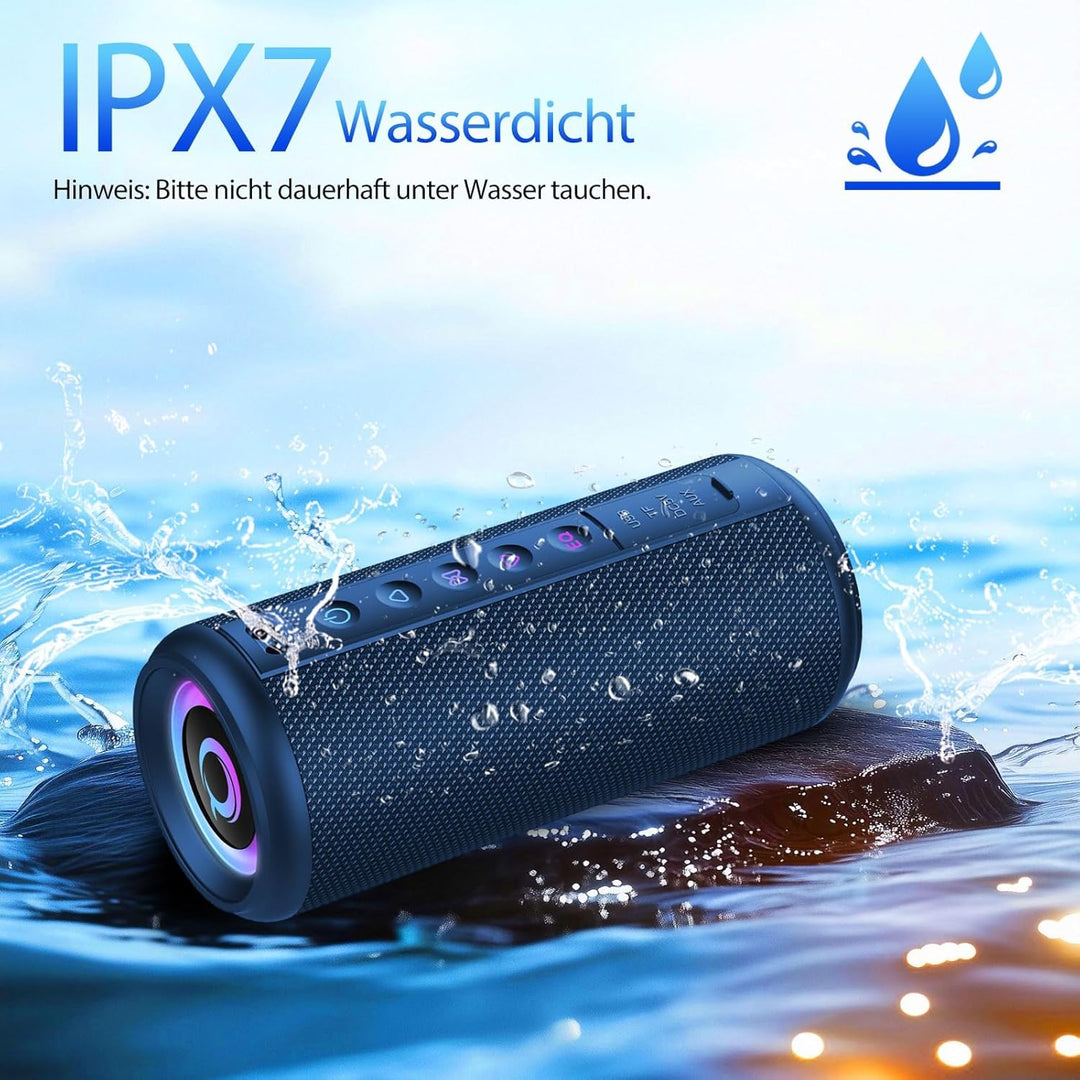 Bluetooth Lautsprecher, 2026 Musikbox Bluetooth 5.4 mit RGB Lichter, Tragbarer Lautsprecher Freispre