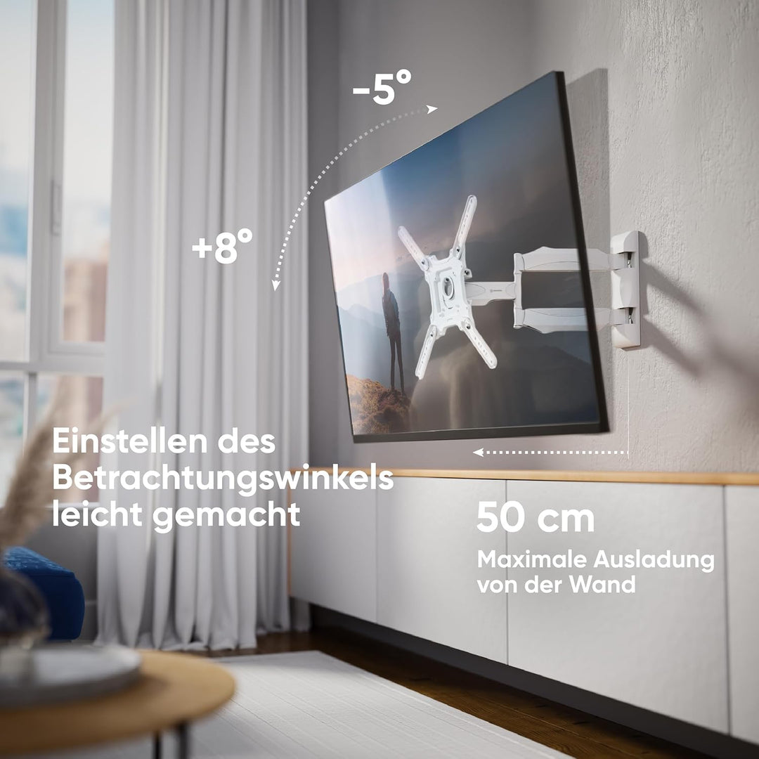 ONKRON TV Wandhalterung schwenkbar für 32-65 Zoll TVs bis zu 35 kg, universal TV Wandhalterung auszi