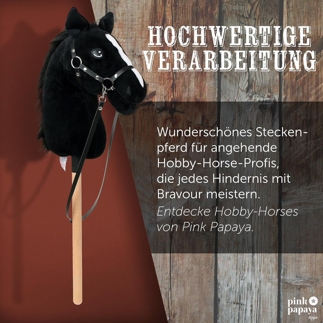 Pink Papaya Hobby Horse Abraxas, mit Halfter und Trense, Steckenpferd fürs Hobby Horsing, Pferd zum