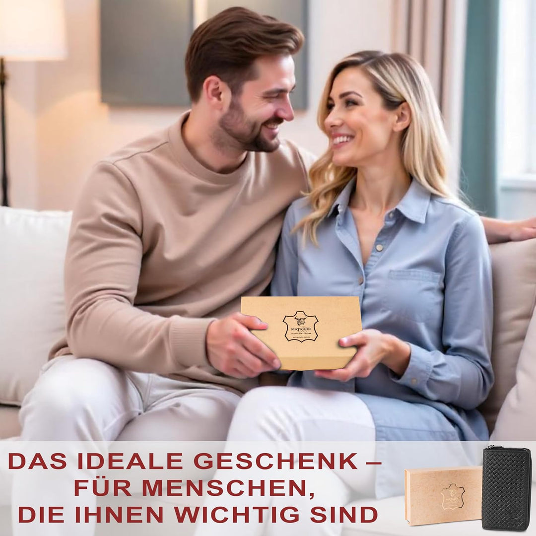 MATADOR Geldbörse Damen XXL Gross Leder Geldbeutel Doppelter Reissverschluss TÜV Geprüfter RFID & NF