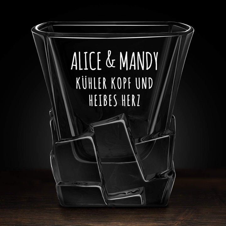 Maverton Whisky Steine Set - in Holzbox mit Gravur - 8 Eiswürfel & 2 Whisky Gläser - wiederverwendba
