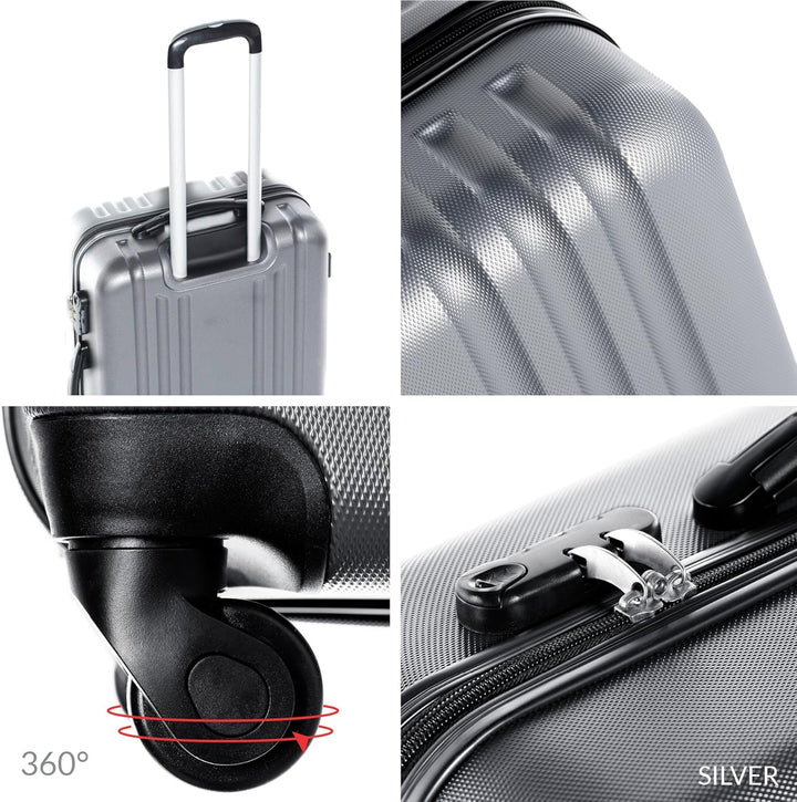 FERGÉ Kofferset Hartschale 3-teilig + 1x Lederanhänger Marseille Trolley-Set - Handgepäck 55 cm, L u