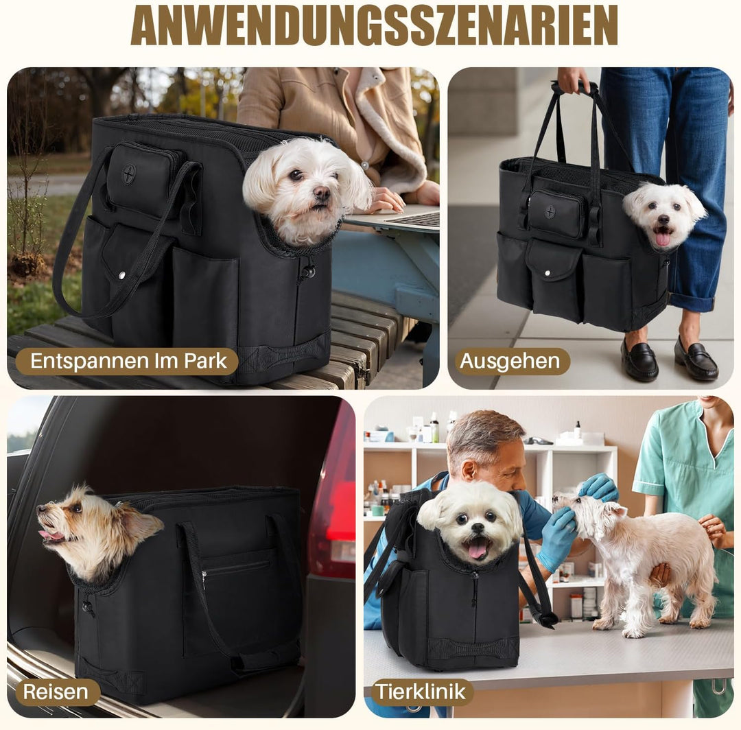 Eyein Hundetasche - Tragbare hundetragetasche mit Taschen & Sicherheitsleine, Atmungsaktive Transpor